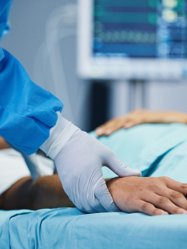 Surgery staff checking on a patient at Eaton Rapids Medical Center
